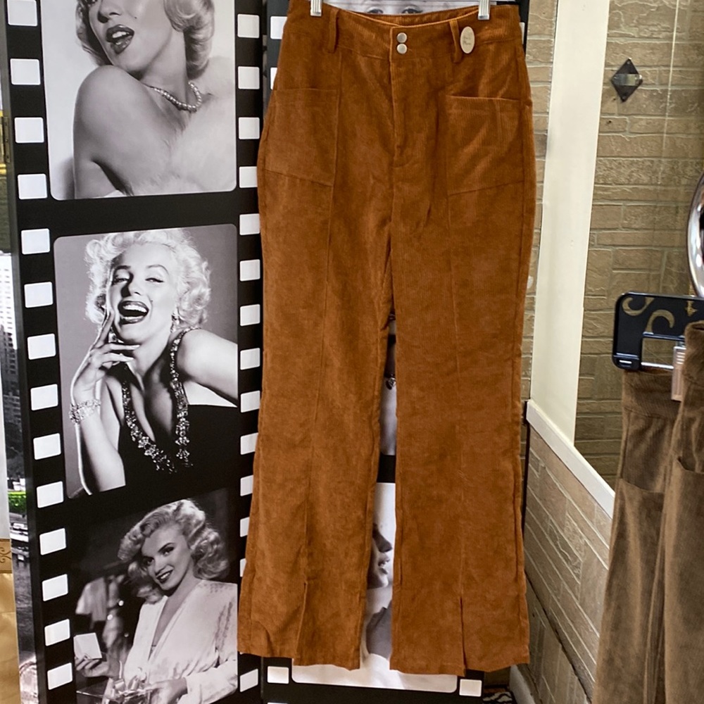 Rust Corduroy Front Slit Slacks Size 6